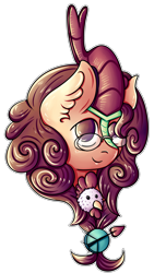Size: 2258x4000 | Tagged: safe, artist:coco-drillo, imported from derpibooru, oc, oc only, oc:nouth, bird, chicken, kirin, pony, accessories, accessory, animal, bust, cute, ear fluff, glasses, hen, horn, kirin oc, looking at you, pet, portrait, simple background, solo, transparent background