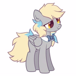 Size: 2500x2500 | Tagged: safe, artist:mirtash, imported from derpibooru, derpy hooves, pegasus, pony, alternate universe, bowtie, cute, derpabetes, female, mare, redesign, simple background, solo, white background