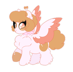 Size: 624x611 | Tagged: safe, artist:bubbled-tea-dreams, imported from derpibooru, oc, oc only, oc:heather sweet feathers, pegasus, pony, chest fluff, female, fluffy, mare, no pupils, scar, simple background, solo, spread wings, transparent background, wings