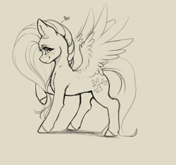 Size: 2889x2716 | Tagged: safe, artist:miokomata, imported from derpibooru, fluttershy, pegasus, pony, cute, female, floating heart, freckles, freckleshy, heart, mare, monochrome, raised hoof, shyabetes, simple background, solo