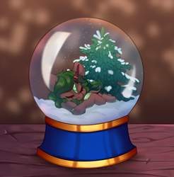 Size: 2836x2880 | Tagged: safe, artist:sugarstar, imported from derpibooru, oc, oc only, kirin, chibi, commission, kirin oc, sleeping, snow globe, solo, ych result