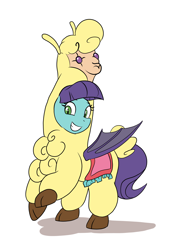 Size: 3300x4800 | Tagged: safe, artist:deannart, imported from derpibooru, paprika paca, oc, oc:high pitch, alpaca, bat pony, llama, pony, them's fightin' herds, bat pony oc, bat wings, clothes, cloven hooves, commission, community related, costume, digital art, paprika (tfh), simple background, tail, white background, wings