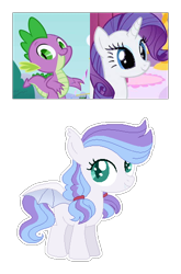 Size: 358x543 | Tagged: safe, artist:legendarty, imported from derpibooru, rarity, spike, dracony, dragon, hybrid, pony, female, interspecies offspring, male, offspring, parent:rarity, parent:spike, parents:sparity, shipping, sparity, straight
