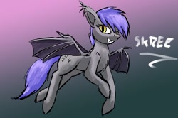 Size: 1193x794 | Tagged: safe, artist:warskunk, imported from derpibooru, oc, oc only, oc:midnight blossom, bat pony, pony, bat pony oc, bat wings, female, gradient background, mare, solo, solo female, wings