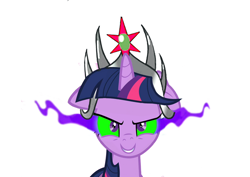 Size: 1024x725 | Tagged: safe, artist:monki-eeyup, imported from derpibooru, twilight sparkle, alicorn, pony, umbrum, betrayal, big crown thingy 2.0, corrupted, corrupted twilight sparkle, dark magic, dark twilight, dark twilight sparkle, darklight, darklight sparkle, floppy ears, green sclera, jewelry, magic, possessed, possession, possesslight, possesslight sparkle, solo, sombra eyes, tiara, twilight is anakin, twilight sparkle (alicorn)