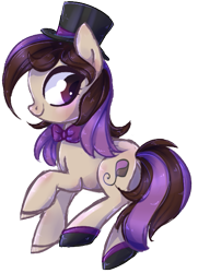 Size: 425x588 | Tagged: safe, artist:misspinka, imported from derpibooru, oc, oc only, oc:bowtie, earth pony, pony, female, hat, mare, simple background, solo, top hat, transparent background