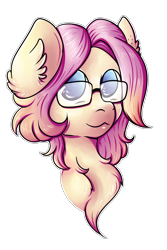 Size: 1952x2928 | Tagged: safe, artist:coco-drillo, imported from derpibooru, oc, oc only, oc:barpy, pegasus, pony, bust, chest fluff, cute, ear fluff, glasses, looking at you, not fluttershy, outline, pegasus oc, portrait, simple background, solo, transparent background, wings