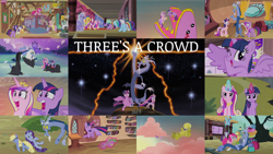 Size: 1980x1115 | Tagged: safe, edit, edited screencap, editor:quoterific, imported from derpibooru, screencap, applejack, discord, flash sentry, fluttershy, pinkie pie, princess cadance, rainbow dash, rarity, spike, twilight sparkle, alicorn, tatzlwurm, three's a crowd, blue flu, fluttershy's cottage (interior), golden oaks library, mane six, royal guard, sisters-in-law, twilight sparkle (alicorn)