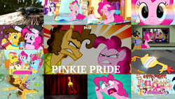 Size: 1980x1115 | Tagged: safe, edit, edited screencap, editor:quoterific, imported from derpibooru, screencap, applejack, boneless, carrot cake, cheese sandwich, cup cake, fluttershy, gummy, pinkie pie, pound cake, pumpkin cake, rainbow dash, rarity, spike, twilight sparkle, alicorn, pinkie pride, collage, irl, mane six, photo, twilight sparkle (alicorn)