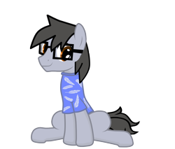 Size: 1200x1024 | Tagged: safe, artist:silver-bristle, derpibooru exclusive, imported from derpibooru, oc, oc only, oc:silver bristle, earth pony, pony, derpibooru community collaboration, 2021 community collab, clothes, glasses, male, shirt, simple background, sitting, solo, stallion, t-shirt, transparent background