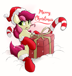 Size: 1995x2100 | Tagged: safe, artist:d.w.h.cn, imported from derpibooru, roseluck, earth pony, pony, christmas, clothes, female, flower, holiday, mare, rose, socks, solo
