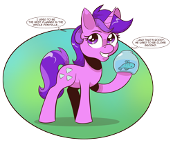 Size: 1624x1364 | Tagged: safe, artist:saturdaymorningproj, imported from derpibooru, amethyst star, sparkler, fish, pony, unicorn, slice of life (episode), background pony, dead, female, mare, simple background, smiling