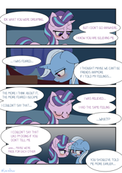 Size: 3035x4299 | Tagged: safe, artist:lexiedraw, imported from derpibooru, starlight glimmer, trixie, pony, unicorn, blushing, comic, dialogue, drunk, female, high res, lesbian, shipping, startrix