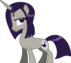 Size: 1024x912 | Tagged: safe, artist:fallingrain22, imported from derpibooru, pony, unicorn, crossover, ponified, raven (dc comics), raven (teen titans), solo, teen titans go