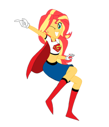 Size: 1024x1190 | Tagged: safe, artist:meaing2003, imported from derpibooru, sunset shimmer, equestria girls, solo, supergirl