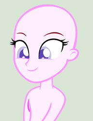 Size: 2536x3296 | Tagged: safe, artist:riariirii2, imported from derpibooru, oc, oc only, equestria girls, bald, base, bust, eyelashes, gray background, simple background, smiling, solo