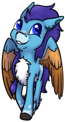 Size: 646x1214 | Tagged: safe, artist:safizejaart, imported from derpibooru, oc, oc only, oc:lucas fairy, pegasus, chest fluff, colored wings, multicolored wings, pegasus oc, simple background, smiling, wings