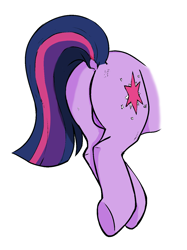 Size: 1036x1384 | Tagged: artist needed, source needed, safe, twilight sparkle, pony, butt, dock, featureless crotch, female, mare, plot, simple background, solo, tail aside, underhoof, white background