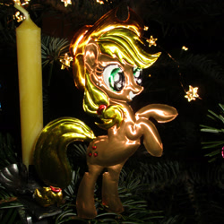 Size: 2382x2382 | Tagged: safe, artist:malte279, imported from derpibooru, applejack, christmas, christmas lights, christmas tree, craft, hearth's warming eve, holiday, metal foil, relief, tree