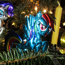 Size: 2406x2406 | Tagged: safe, artist:malte279, imported from derpibooru, rainbow dash, christmas, christmas lights, christmas tree, craft, hearth's warming eve, holiday, metal foil, relief, tree