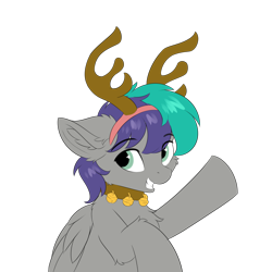 Size: 1414x1414 | Tagged: safe, artist:lunar froxy, imported from derpibooru, oc, oc only, oc:wubzy, pegasus, pony, antlers, bell, bell collar, collar, commission, cute, simple background, solo, transparent background, ych result