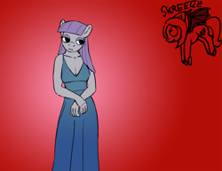 Size: 1280x989 | Tagged: safe, artist:warskunk, imported from derpibooru, maud pie, anthro, clothes, dress, female, solo, solo female