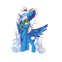 Size: 1024x1024 | Tagged: safe, artist:sakimiaji, imported from derpibooru, oc, oc:fleurbelle, alicorn, adorabelle, alicorn oc, bow, chibi, cute, female, hair bow, horn, mare, ocbetes, simple background, transparent background, wings, yellow eyes