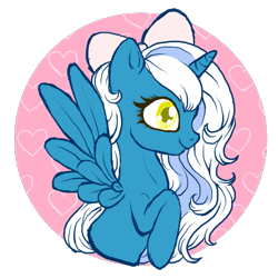 Size: 555x555 | Tagged: safe, artist:th3p1nkfr34k, imported from derpibooru, oc, oc:fleurbelle, alicorn, adorabelle, alicorn oc, bow, cute, female, hair bow, heart, horn, mare, simple background, transparent background, wingding eyes, wings, yellow eyes