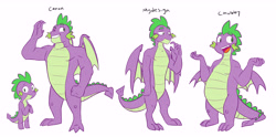 Size: 7272x3617 | Tagged: safe, artist:chub-wub, imported from derpibooru, spike, dragon, beefspike, chubby, chubby spike, gigachad spike, grin, male, older, older spike, one eye closed, open mouth, redesign, simple background, smiling, solo, white background, winged spike, wings, wink
