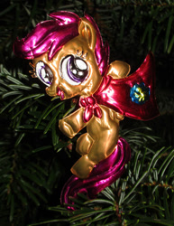 Size: 786x1017 | Tagged: safe, artist:malte279, imported from derpibooru, scootaloo, christmas, christmas lights, christmas tree, craft, hearth's warming eve, holiday, metal foil, relief, tree