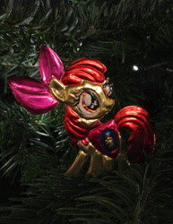 Size: 2430x3144 | Tagged: safe, artist:malte279, imported from derpibooru, apple bloom, christmas, christmas lights, christmas tree, craft, hearth's warming eve, holiday, metal foil, relief, tree
