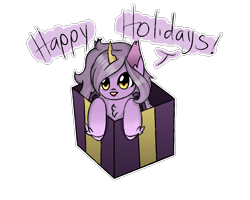 Size: 2500x2000 | Tagged: safe, imported from derpibooru, oc, oc only, oc:nebula eclipse, bat pony, pony, bat pony oc, bat wings, christmas, commission, gift box, holiday, present, simple background, solo, transparent background, wings, ych result