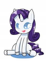 Size: 1440x1920 | Tagged: safe, artist:batipin, imported from derpibooru, rarity, pony, unicorn, chibi, cute, no nose, open mouth, raribetes, simple background, solo, white background