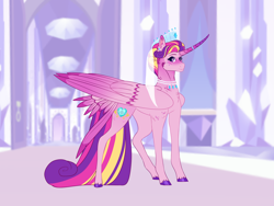 Size: 4000x3000 | Tagged: safe, artist:iouise, imported from derpibooru, princess cadance, alicorn, pony, alternate hairstyle, crown, female, horn, horn ring, jewelry, mare, necklace, regalia, ring, solo, tail feathers, veil