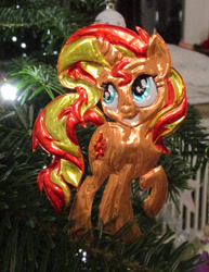 Size: 1974x2555 | Tagged: safe, alternate version, artist:malte279, imported from derpibooru, sunset shimmer, unicorn, christmas, christmas lights, christmas tree, craft, hearth's warming eve, holiday, metal foil, relief, tree