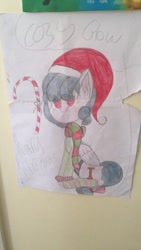 Size: 320x568 | Tagged: safe, artist:megamisaikouoffical, imported from derpibooru, cozy glow, pony, christmas, holiday, solo, traditional art