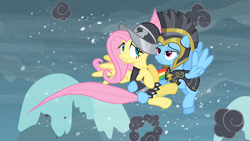 Size: 1920x1080 | Tagged: safe, imported from derpibooru, screencap, commander hurricane, fluttershy, private pansy, rainbow dash, pegasus, pony, hearth's warming eve (episode), female, mare