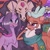 Size: 2000x2000 | Tagged: safe, artist:ash of the leander, imported from derpibooru, cap (tfh), cashmere (tfh), fhtng th§ ¿nsp§kbl, oleander, classical unicorn, deer, demon, unicorn, winter sprite, them's fightin' herds, awwleander, bag, blushing, cashleander, clothes, cloven hooves, community related, cute, glasses, leonine tail, oleander (tfh), saddle bag, scarf, shipping, smiling, unshorn fetlocks