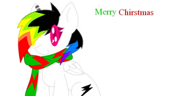 Size: 943x533 | Tagged: safe, artist:modernlisart, imported from derpibooru, oc, oc:stormsong, pegasus, christmas, clothes, december, fringe, holiday, looking at you, merry christmas, multicolored hair, pegasus oc, scarf, sitting, wings