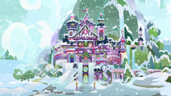 Size: 1280x720 | Tagged: safe, imported from derpibooru, screencap, mystery voice, background, no pony, ponyville, scenic ponyville, school of friendship, snow