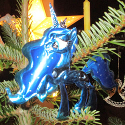 Size: 894x894 | Tagged: safe, alternate version, artist:malte279, imported from derpibooru, princess luna, christmas, christmas lights, christmas tree, craft, hearth's warming eve, holiday, metal foil, relief, tree