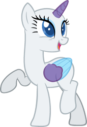 Size: 983x1437 | Tagged: safe, artist:pegasski, imported from derpibooru, oc, oc only, alicorn, pony, rarity investigates, alicorn oc, bald, base, eyelashes, horn, looking back, open mouth, raised hoof, simple background, smiling, solo, transparent background, two toned wings, wings