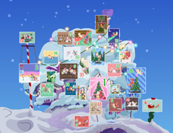 Size: 5833x4500 | Tagged: safe, anonymous artist, imported from derpibooru, alice the reindeer, apple bloom, applejack, aurora the reindeer, berry punch, berryshine, big macintosh, bori the reindeer, discord, fluttershy, pinkie pie, rarity, toe-tapper, torch song, oc, oc:late riser, bird, deer, draconequus, earth pony, owl, pegasus, pony, reindeer, unicorn, series:fm holidays, series:hearth's warming advent calendar, abstract background, absurd resolution, advent calendar, alcohol, apple, aunt and nephew, baby, baby bottle, baby pony, bell, bipedal, bipedal leaning, bird house, blanket, blush sticker, blushing, book, boop, boots, broom, buck, button eyes, candle, candy, candy cane, caroling, carrot, cartoon physics, chocolate, christmas, christmas lights, christmas ornament, christmas stocking, christmas sweater, christmas tree, christmas wreath, close-up, clothes, coal, coat, coffee mug, colt, cookie, cozy, crescent moon, cuddling, cup, cute, decoration, disembodied hand, doe, doll, dress, drink, drinking, drool, drunk, drunk bubbles, drunkershy, duster, earmuffs, eggnog, embarrassed, equestrian flag, eyes closed, facing away, family, feather, female, figure skating, fire, fireplace, fishing rod, flag pole, flutterdeer, fluttermac, fluttermom, fluttershy's cottage, flying, food, gingerbread (food), gingerbread pony, glowing horn, green background, hand, happy, hat, hat off, heart, hearth's warming, hearth's warming doll, hearth's warming eve, hearth's warming tree, hidden eyes, high res, holding a pony, holiday, holly, hood, hoof hold, hoof on chin, hoof sucking, horn, hot chocolate, ice, ice skates, ice skating, imminent kissing, in which pinkie pie forgets how to gravity, kissu, ladder, leaf, leaning, levitation, lineless, looking at each other, looking at you, looking away, looking up, lying down, macabetes, magic, mailbox, male, mare, marshmallow, mistletoe, mittens, moon, mother and child, mother and son, mug, music notes, night, noseboop, now kiss, offscreen character, offspring, one eye closed, onomatopoeia, open mouth, overdressed, overhead view, pacifier, parent:big macintosh, parent:fluttershy, parents:fluttermac, pillow, pinkie being pinkie, pinkie physics, plaid, plaid background, plushie, pointy ponies, ponytones, portal, present, pulling sleigh, pushing, raised hoof, rarity is a marshmallow, red face, reindeerified, ribbon, running, santa hat, scarf, shipper on deck, shipping, shoes, shopping, simple background, singing, sitting, sled, sledding, sleeping, sleigh, smiling, snow, snow angel, snow globe, snowball, snowball fight, snowfall, snowflake, snowpony, soon, sound effects, species swap, speed lines, stallion, standing, standing on one leg, straight, straw, straw in mouth, sweater, table, tape, teacup, telekinesis, the gift givers, tinsel, tongue out, top hat, towel, toy, tree, turtleneck, unmoving plaid, wagon wheel, wall of tags, wavy mouth, whipped cream, white background, windswept mane, winter, winter clothes, winter outfit, wrapping, wrapping paper, wreath, zzz