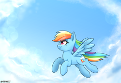 Size: 3800x2600 | Tagged: safe, artist:rivin177, imported from derpibooru, rainbow dash, pegasus, pony, cloud, female, flying, high res, mare, profile, sky, solo, spread wings, wings