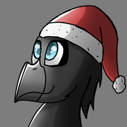 Size: 768x768 | Tagged: safe, artist:somber, imported from derpibooru, oc, oc only, griffon, christmas, cute, hat, holiday, male, santa hat, smiling, solo