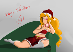 Size: 3491x2482 | Tagged: source needed, safe, artist:kazabomb, imported from derpibooru, adagio dazzle, human, equestria girls, christmas, holiday, mug, solo