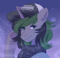 Size: 1872x1800 | Tagged: artist needed, safe, artist:whiteliar, imported from derpibooru, oc, oc only, oc:spectrum heat, pony, unicorn, male, snow, solo, stallion, winter