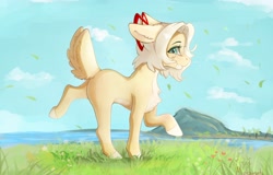 Size: 4000x2553 | Tagged: safe, artist:miokomata, imported from derpibooru, oc, oc only, oc:clay, oc:clay akuma, earth pony, fennec fox, fox, fox pony, hybrid, original species, pony, double tail, female, mare, profile, solo