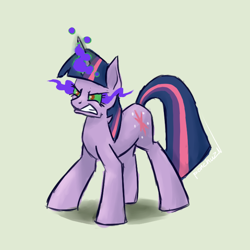 Size: 700x700 | Tagged: safe, artist:aarqzn, imported from derpibooru, twilight sparkle, pony, unicorn, brown background, dark magic, glowing horn, gritted teeth, horn, magic, simple background, solo, sombra eyes, translucent background, unicorn twilight, yellow background