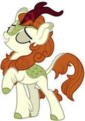 Size: 4000x5692 | Tagged: safe, artist:magnusmagnum, imported from derpibooru, autumn blaze, kirin, absurd resolution, cute, eyes closed, female, mare, raised hoof, sassy, simple background, smiling, solo, transparent background, vector